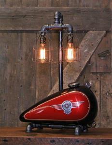 01 "Steampunk Industrial, Original Motorcycle H-D Gas Tank Lamp