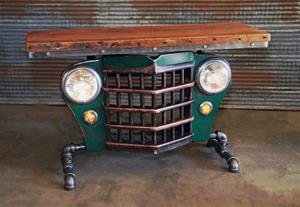 01 "Steampunk Industrial, Original 50&#39;s Jeep Willys Grille Table"