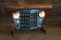 01 "Steampunk Industrial, Original 50's Jeep Willys Grille, Table"