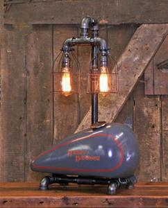 01 "Steampunk Industrial, Motorcycle H-D Gas Tank Lamp